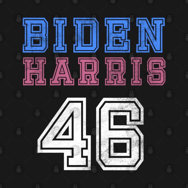 (Front) Biden Harris 46 Retro Vintage Distressed Football Sports Jersey Style Joe And Kamala 2020 by acatalepsys 