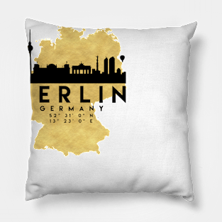 Berlin Germany Skyline Map Art Pillow