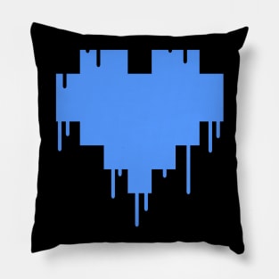 Blue Dripping Pixel Heart Pillow