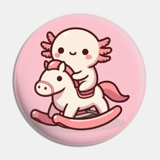 Cute axolotl on Rocking Horse Pin