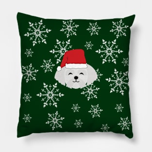 Christmas Dog with Snowflakes Pillow