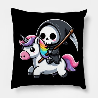 Cute Reaper Riding Unicorn Pillow