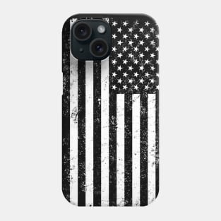 US Flag, Black and White Phone Case