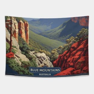 Blue Mountains National Park Australia Vintage Travel Poster Tourism Tapestry