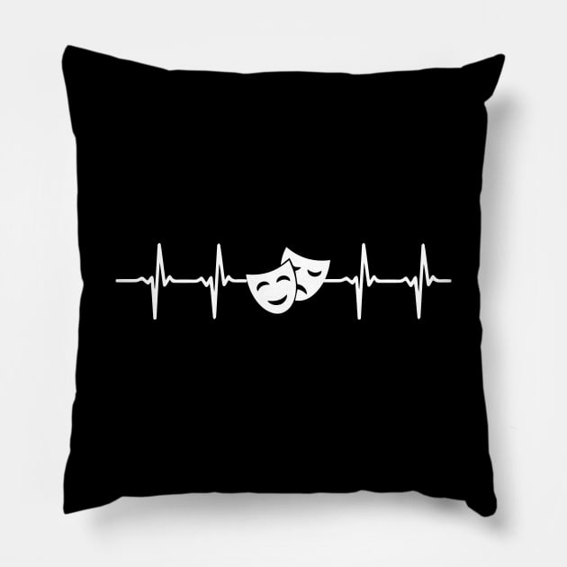 Theater Mask Heartbeat Pillow by teesumi