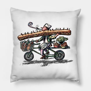 Sub Sandwich Delivery Guy on Bike Pillow