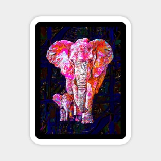 Elephant Family Painted Magnet