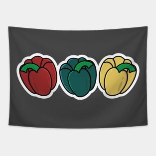 Green, Red, Yellow Bell Pepper Vegetables Sticker vector illustration. Food nature icon concept. Garden fresh food vegetable bell pepper sticker design logo. Tapestry