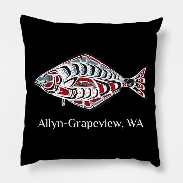 Allyn-Grapeview, Washington Halibut Northwest Native American Tribal Gift Pillow by twizzler3b