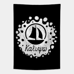 Kalypso Sailing Boat Greek Letters Tapestry