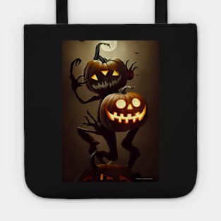 Halloween monster with scary pumpkin head Tote