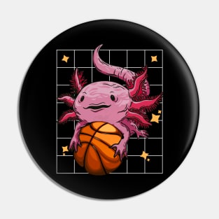 Axolotl Playing Basketball Sport, Basketball Axolotl Pin