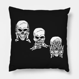 Three Wise Skulls Pillow