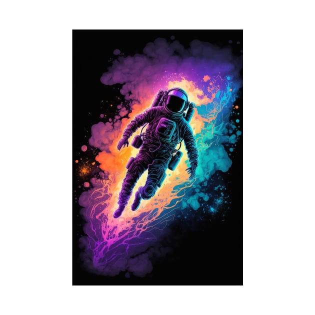 Blacklight Neon Astronaut In Space by TortillaChief