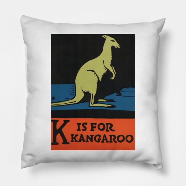 K is for Kangaroo ABC Designed and Cut on Wood by CB Falls Pillow by EphemeraKiosk