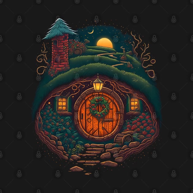 A Halfling Home by Christmas - Round Doors - Fantasy by Fenay-Designs