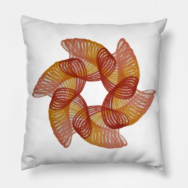 Spirograph Ring of Fire Pattern Pillow by Travelling_Alle