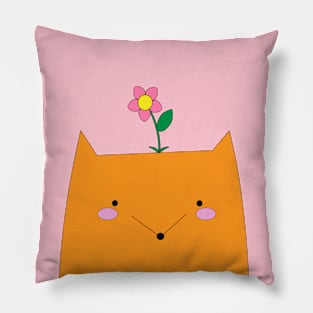 A fox cub with a flower on its head Pillow