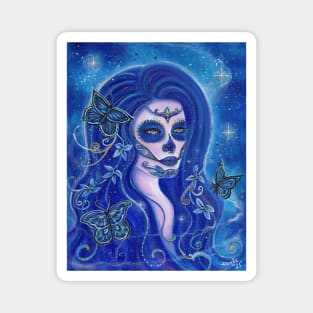 Wrapped in a dream day of the dead art by Renee Lavoie Magnet