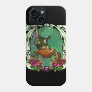 Funny rhino frog with flowers Phone Case