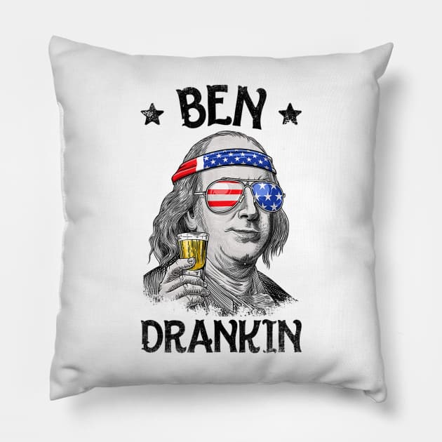 Ben Drankin 4th of July T-Shirt Benjamin Franklin Gifts Pillow by julieariasdqr887