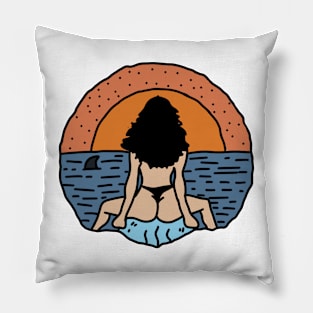 girl with sunset Pillow