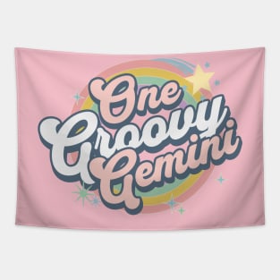 One Groovy Gemini Cute Retro Design in Pastel Colors Tapestry