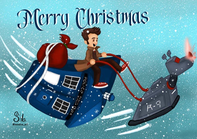 Marry Christmas from the Doctor! Kids T-Shirt by AC Salva