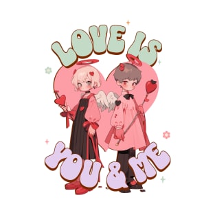 Love is You & Me: Kawaii Cupid Couple Tee T-Shirt
