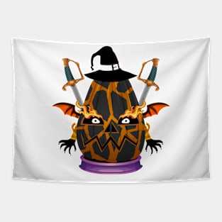 Spooky Halloween Pumpkin Head Tapestry