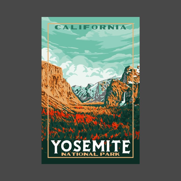 Yosemite National Park - Yosemite Valley Vintage California WPA Style Poster Art by GIANTSTEPDESIGN