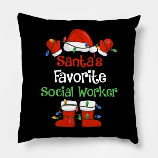 Santa's Favorite Social Worker Funny Christmas Pajamas Pillow