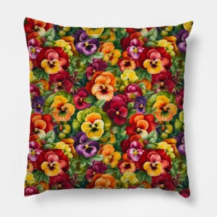 Floral Pansy flower repeating pattern Pillow