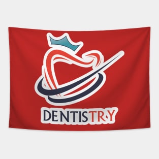 Tooth with crown illustration logo template design for dental or dentist. Tapestry