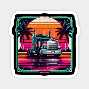 Semi truck retro driver Magnet