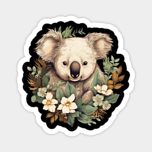 Cute Koala Bear With Flowers Graphic Design Magnet