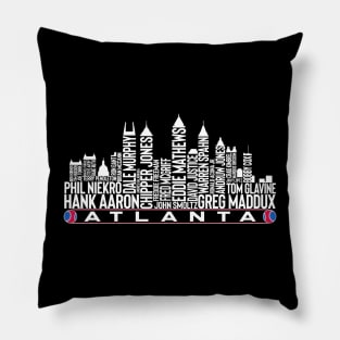 Atlanta Baseball Team All Time Legends Atlanta City Skyline Pillow