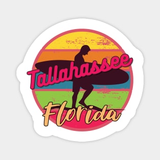 Tallahassee Florida Surfing Retro Sunset Magnet