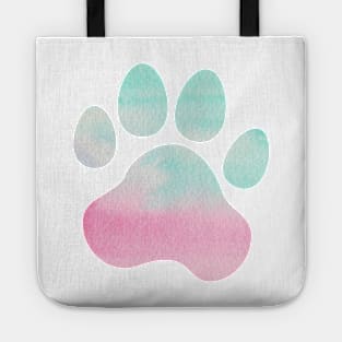 Pink and Teal Paw Print Tote