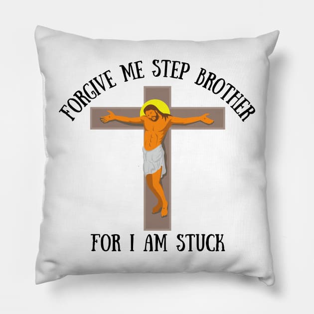 Help Step Brother I am Stuck Meme Funny Jesus Rude Offensive Gen Z Anti Religious Pillow by GrooveGeekPrints