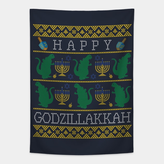 Happy Hannukkah Godzilla Tapestry by Pop Fan Shop