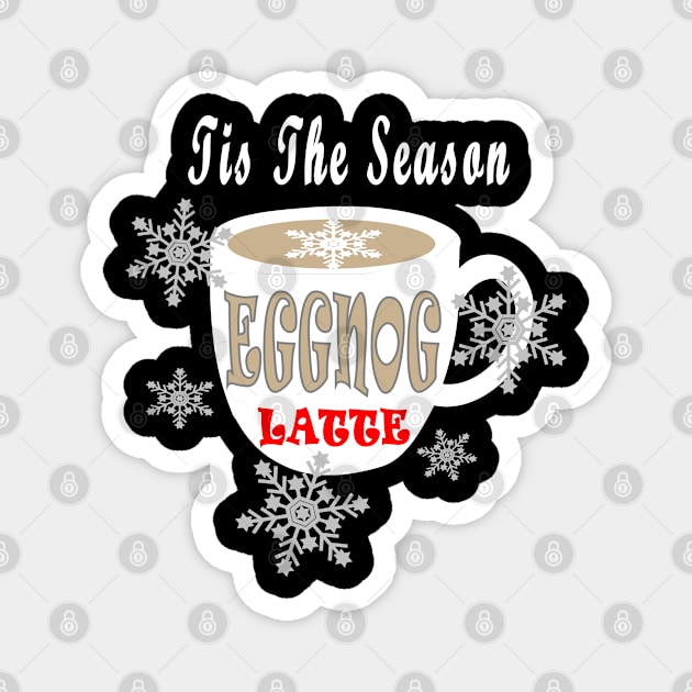 Eggnog Merry Christmas Tis The Season Snowflakes Magnet by DesignFunk