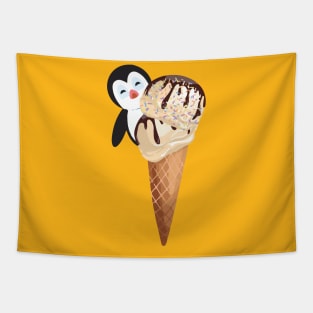 Penguin on Ice Cream Tapestry