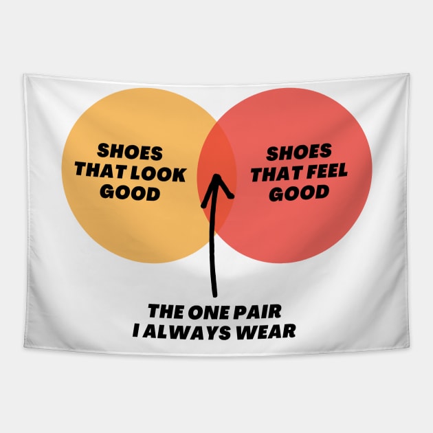 Venn Diagram Shoes That look good - Shoes that feel good - The one pair I always wear Tapestry by Jean-Claude Venn-Diagram