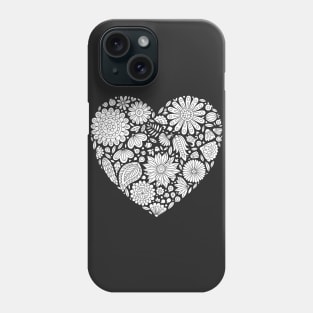 Flowers Heart Coloring Page, Flourish and Bloom Phone Case