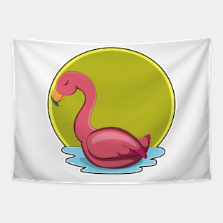 Flamingo in Water with Sun Tapestry