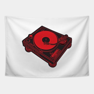 Turntable (Red Lines + Black Drop Shadow) Analog / Music Tapestry