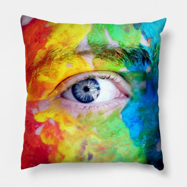 colored eyes Pillow by Demi12