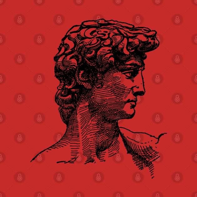 Michelangelo's David Greek Head Mythology Vintage Illustration Line Art by Aesthetic shirts  