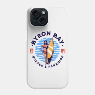 Vintage Byron Bay, Australia Surfer's Paradise // Retro Surfing 1980s Badge B Phone Case